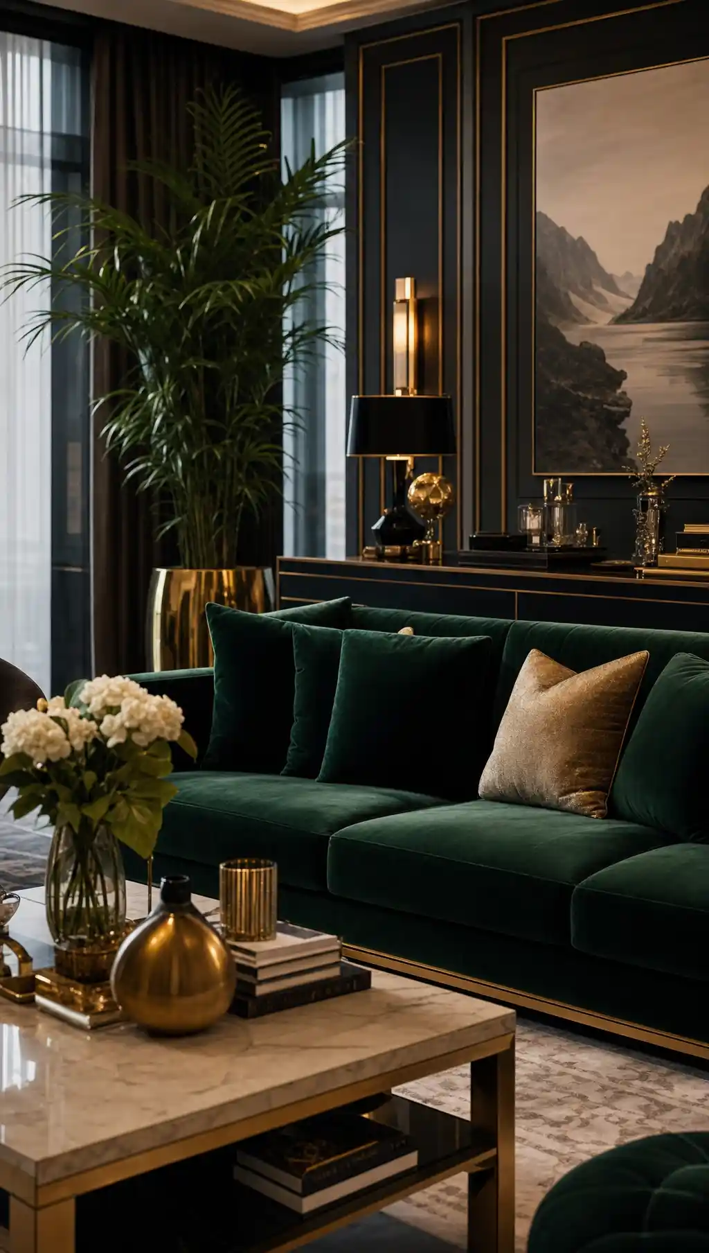 Green Velvet Sofa Living Room Ideas 1