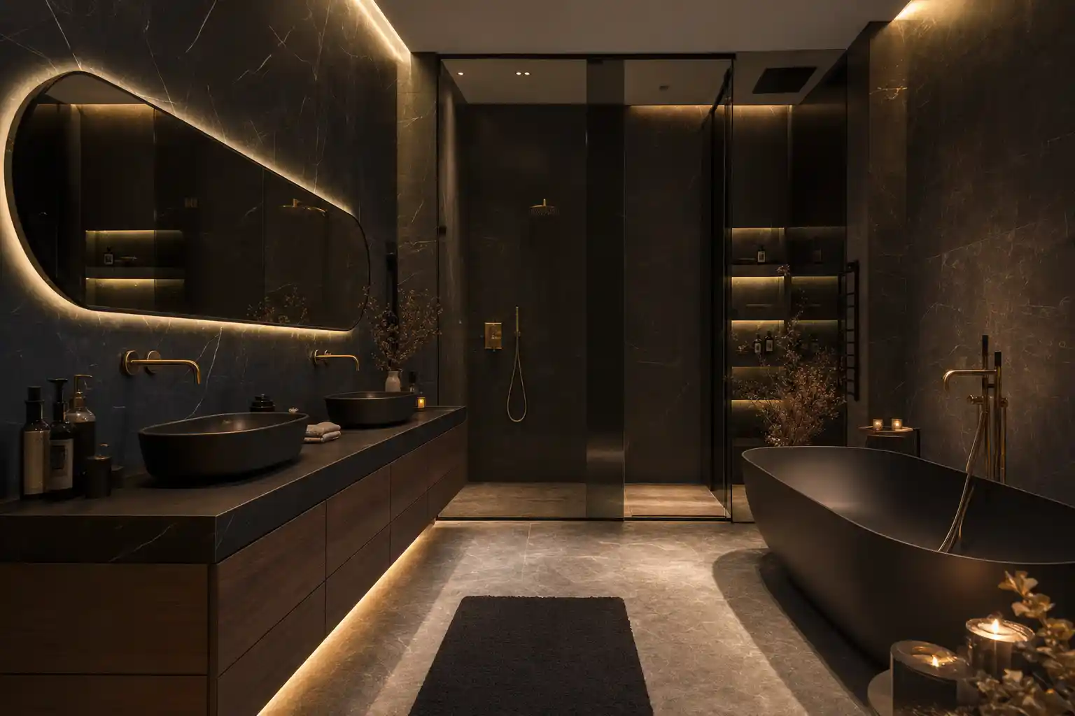 dark modern bathroom ideas featured